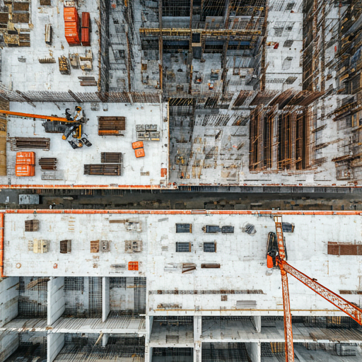 Obra de construcción vista aérea